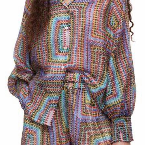 All Saints Multicolor Geometric Shirt and Matching shorts - Picture 2 of 8